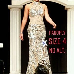Panoply gold sequin long formal gown